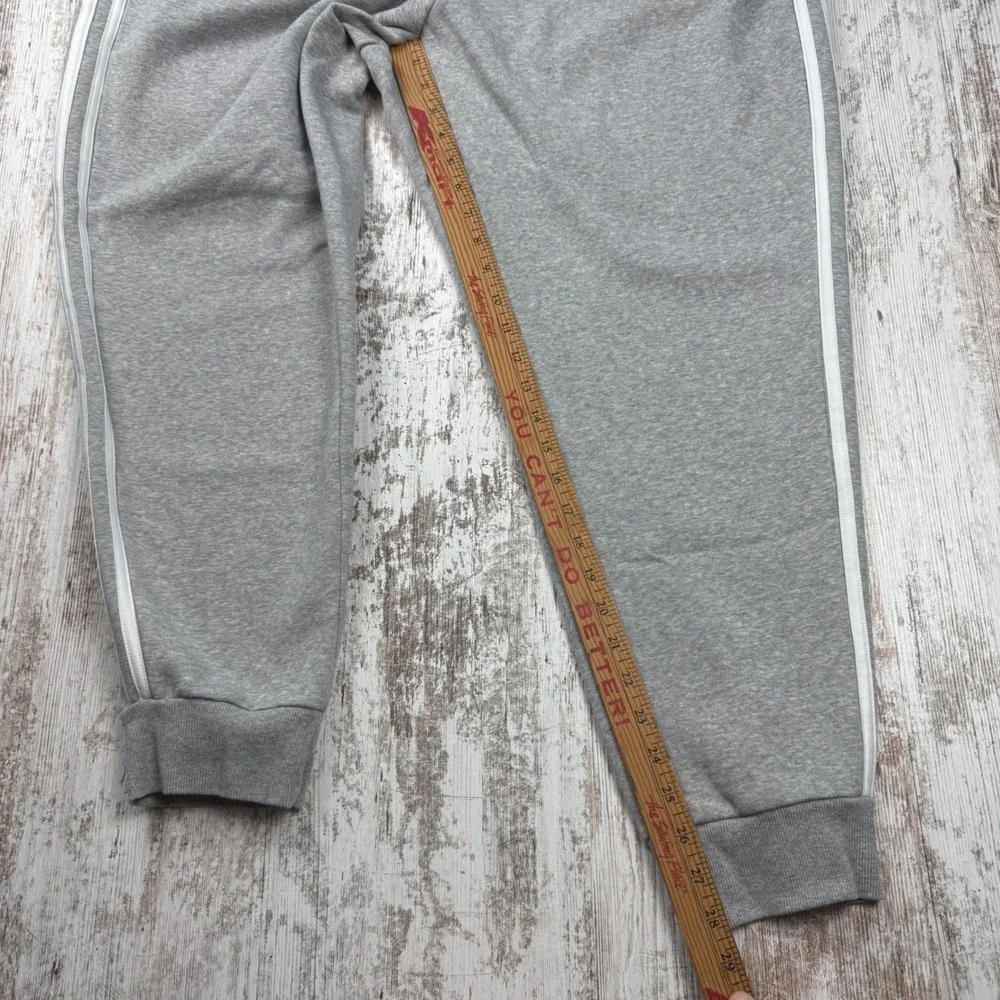 Adidas Mens 2X Heather Gray 3-Stripe Fleece Joggers Sweatpants Tapered Leg